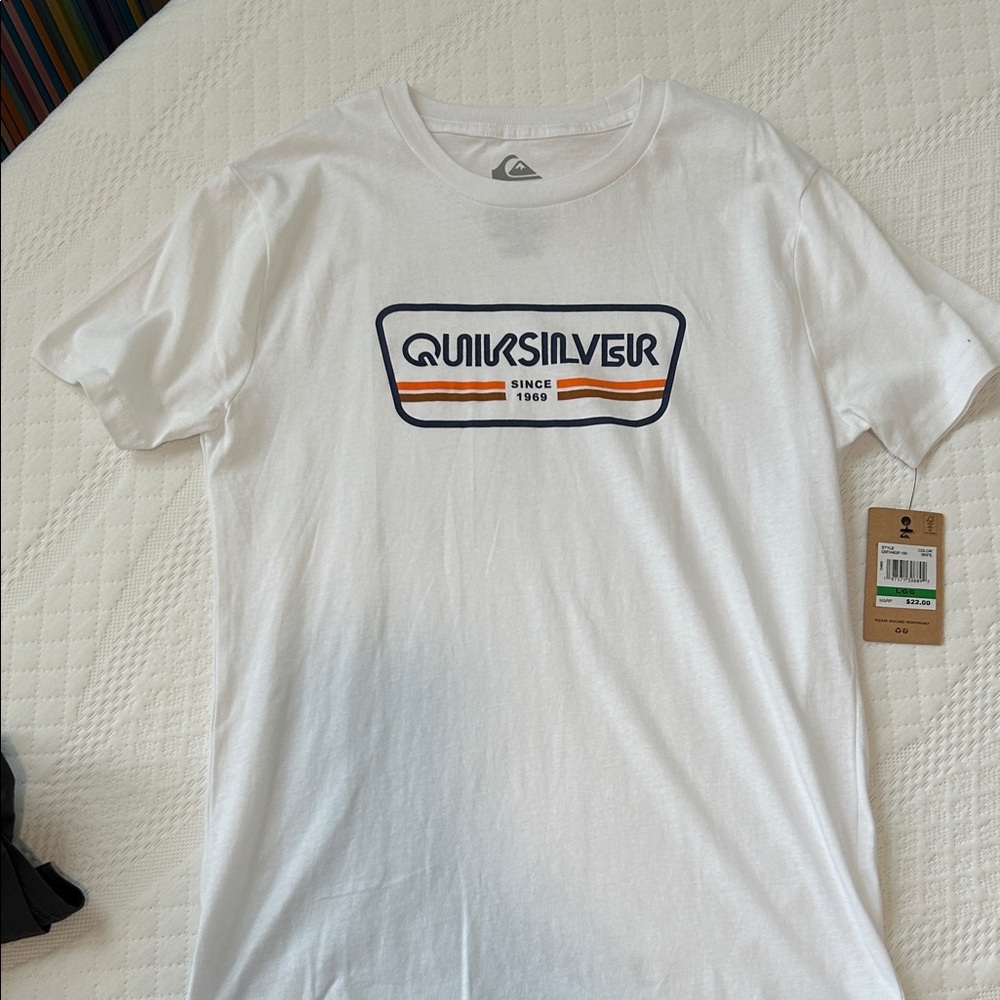 Quiksilver White Tee with Retro Logo